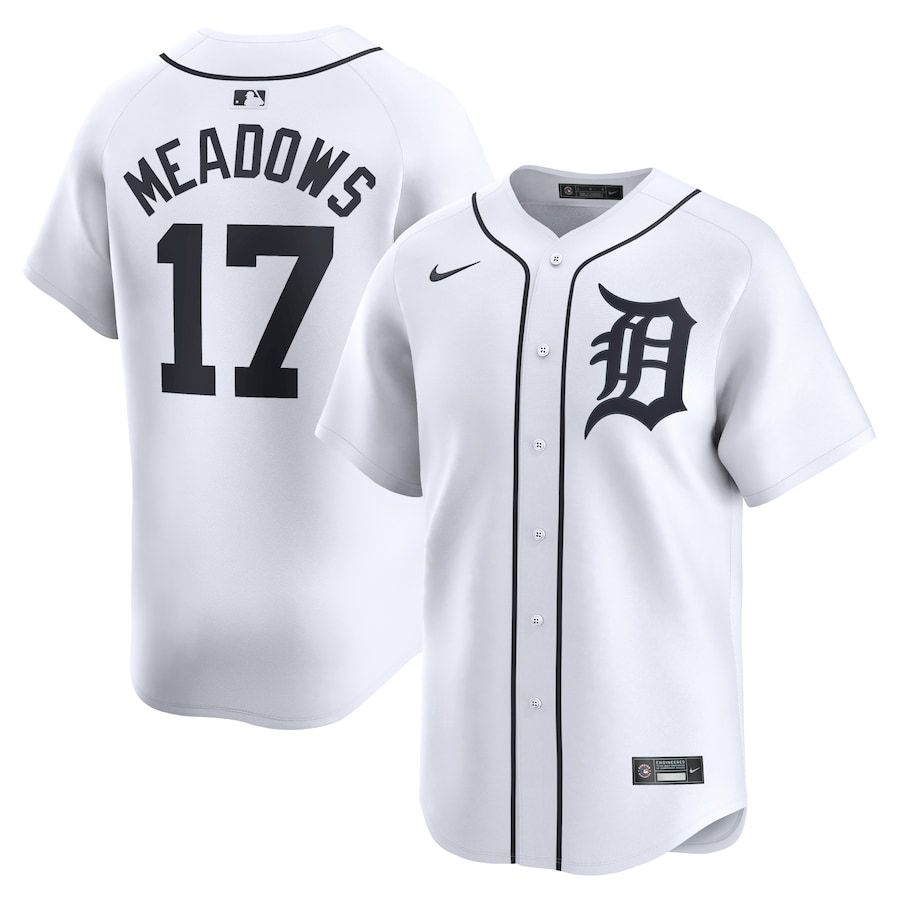 Men Detroit Tigers 17 Austin Meadows Nike White Home Limited Player MLB Jersey